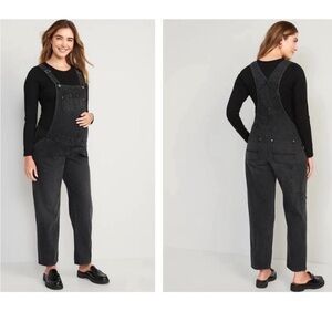 Black Maternity Overalls